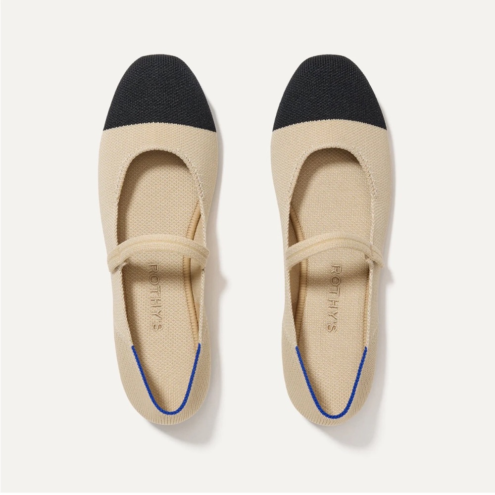 Rothy's Square Mary Jane Flats - Black and Cream
